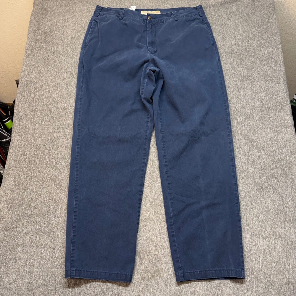 Cabelas Casuals Mens Navy Blue Chino Pants Straight Leg Cotton Twill 40 Reg